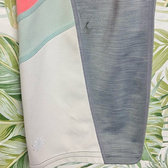 Athleta Colorblock Sonar Capri Athletic Legging Midrise Sz Large Pink Blue Grey‎ - Picture 12 of 14